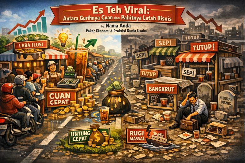 Gerai es teh jumbo viral dan simulasi perhitungan modal UKM