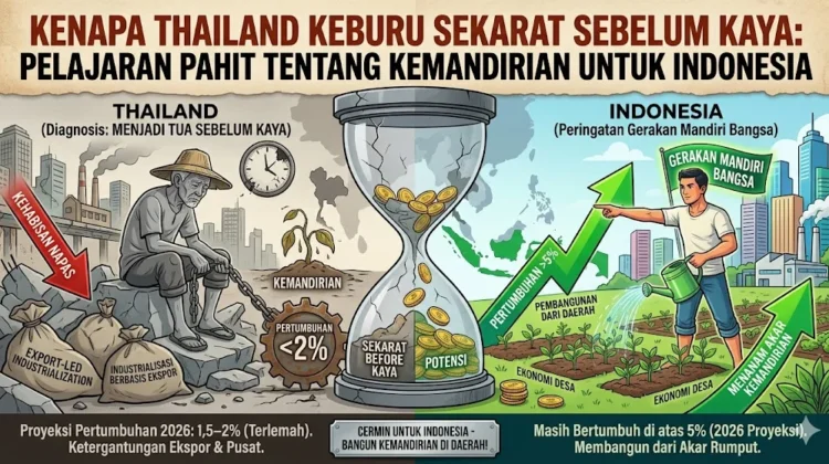 Thailand menghadapi krisis pertumbuhan, utang tinggi, dan penuaan penduduk sebelum menjadi negara maju. Apa pelajaran penting bagi Indonesia?
