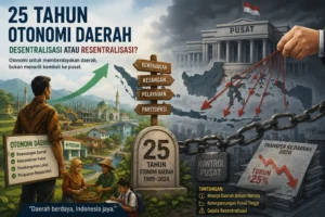 Refleksi 25 tahun otonomi daerah di Indonesia. Mengulas tantangan desentralisasi, ketergantungan fiskal, dan gejala resentralisasi menuju revisi UU Pemerintahan Daerah.